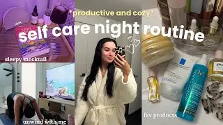 SELF CARE NIGHT ROUTINE 🎀 skincare & hair care, at home nails, pilates + more!