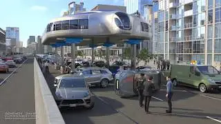 Traffic   Amazing Gyroscopic Transport Concept Buses That Can Step Over