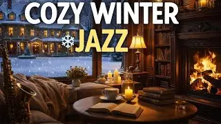 WARM LIVING ROOM IN WINTER ❄️ SOOTHING SOFT JAZZ & FIREPLACE FOR FOCUS CONCENTRATION WORK AND STUDY