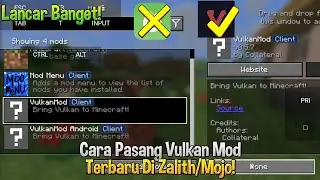 Lancar Banget! Cara Pasang Vulkan Mod Terbaru Di Zalith/Mojo Launcher Tanpa Crash! Buruan Coba!