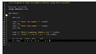 C++ Program to swap two numbers without using third variable