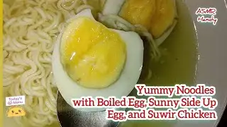 ASMR Noodles Mukbang 🍜 Boiled Egg, Sunny Side Up Egg & Shredded Chicken // EATING SOUNDS 