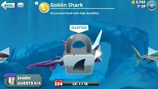 Playing hungry shark day 2 Goblin shark unlocked!