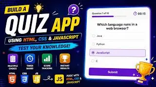 🧠 Quiz Application Using HTML, CSS & JavaScript | Interactive Quiz App | Complete Frontend Project