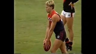 Steven Clark kicks 3 goals against Essendon at the MCG in his 3rd game for Melbourne - 1990 - AFL