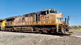 UP 5364 meets a Phoenix inbound at Germann siding in Queen Creek AZ 1-17-26