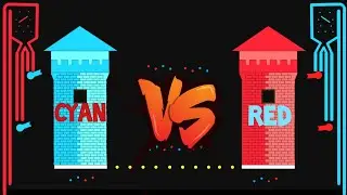 Castle Destruction- Cyan vs Red | marble race in algodoo #TowerDestruction