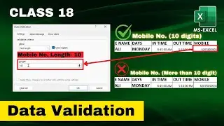 class 18 Use of Data Validation in Excel | Learn by NexGen Education Team