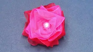 Ave Craft: How to make multicolor ribbon Rose Flower for beginners. DIY ribbon rose flower tutorial.