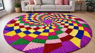 चेक वाली गोल डिजाइन की खूबसूरत बुनी हुई डोरमैट 😍 | Colorful Knitted Mat