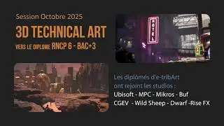 e tribArt Formation 3D technical Art - Octobre 2025 - vers sp&eacute;cialisation 3D ou Dipl&ocirc;me RNCP 6 Bac+3