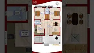 35'x40' House plan | 2BHK floor Plan