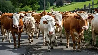 Video of Thousands of Tame Cows Roaming the Streets - Funny Cows, Cows, Dancing Cows, Cow Sounds. 1