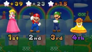 Mario Party 9 - Peach vs Mario vs Luigi vs Daisy - Blooper Beach