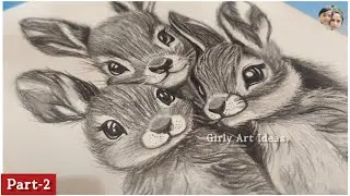 Adorable Bunnies Drawing | Easy Pencil Art For Beginners | Part-2 | #girlyartideas