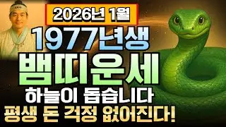 2026년 1월 정사년생 뱀띠 49세 1977년생 운세 횡재 겹친다! 돈줄 완전 열리고 금전 몰려오는 한 달, 뱀띠 부자 DNA 깨어나는 대운 신호 지금부터 시작됩니다.