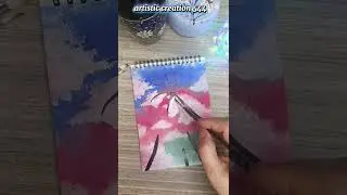 Dreamy Sunset Palm Trees 🌴 | Easy Acrylic Painting for Beginners#artistic #art#acrylic#ytvideos#art🎨