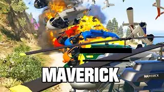 MAVERICK vs GTA 5 TRAIN - | Maverick Helicopters vs GTA V TRAIN Crash Tests High Speed