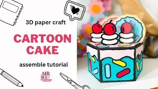 3D Cartoon Comic Cake explosion favor box Assemble Tutorial - files available on Etsy