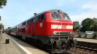 218 494-3 vor dem IC2085 in Kaufbeuren