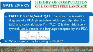 GATE CS 2016,Set-1,Q43 :Consider the transition diagram of a PDA given below with input alphabet &Sigma; =
