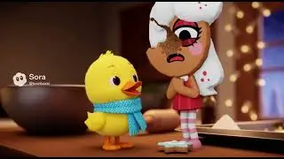 Little ducking asks ginger that her left face was bitten when someone trying to eat her