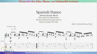 Spanish Dance (J. K. Mertz) for Classical Guitar with Tab