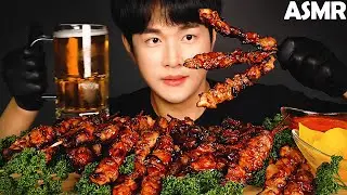 ASMR TERIYAKI CHICKEN & BEER MUKBANG (CHICKEN SKEWERS KOREAN CHIMAEK) | SAVAGE EATING SOUNDS