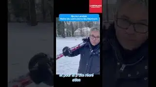 Neige en Seine-et-Marne. Le maire de Saint-Pierre-l&egrave;s-Nemours skie dans le parc de l'h&ocirc;tel de ville