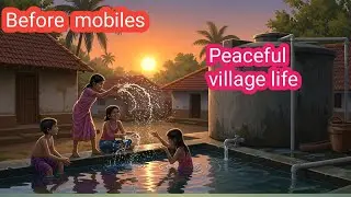 Peaceful village life.rural admospiare ASMR Video. Relaxing music.Daily routine.ai 2D cartoon video.
