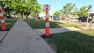 Pedestrian Detour through Perrysburg, Ohio while Free EV Charging, 26 August 2025, NGH10437
