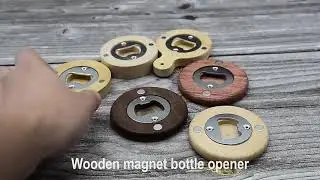 Custom Engraved Round Wooden Beer Bottle Opener with Magnet Wooden Refrigerator Magnet Bottle Opene
