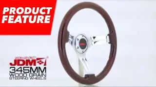 JDM SPORT 345MM DARK WOOD GRAIN STEERING WHEEL