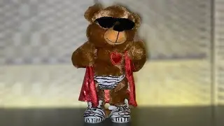 Gemmy 2021 Animated Valentine Flirty Flasher Bear Plush - &ldquo;The Stripper&rdquo;