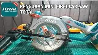 pengujian mini circular saw TOTAL. Media kayu ulin 4.5 cm apakah mampu untuk memotong kayu ulin.