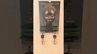 Earthy African Cowrie Shell Turquoise Brown Wood Disc Earrings
