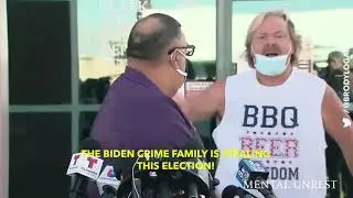 Trump follower with &ldquo;BBQ BEER FREEDOM&rdquo; shirt crashes press briefing to call out &ldquo;Biden crime family&rdquo;