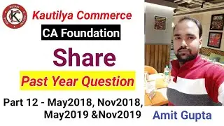 CA Foundation : Issue of Share | Past Year QUESTION | May2018, NOV2018, MAY2019 & Nov2019| Part 12