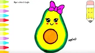 Cute Avocado Drawing for Kids | Easy Kawaii Avocado with Bow | Step by Step Drawing for Beginners 