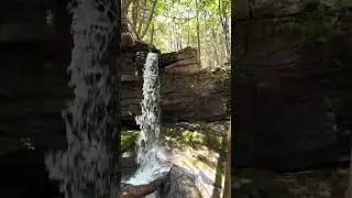 Naughty gnome at a waterfall