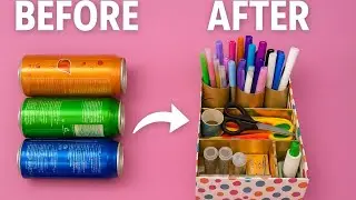 DIY Desk Pen Holder from Soda Cans | Easy Recycled Organizer Tutorial ✂️♻️