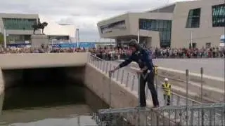 James May crossing his Meccano Bridge