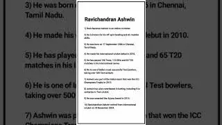 Ravichandran Ashwin #ashwin #shorts #10linesessay