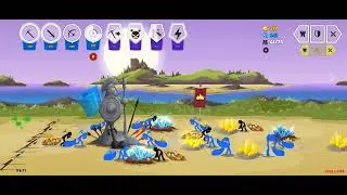 Playing stick war saga level 6 boss level