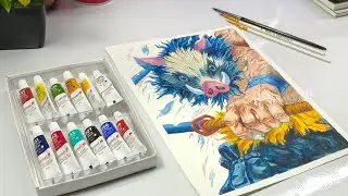 I made a hyper-realistic Inosuke watercolor portrait inspired by Demon Slayer