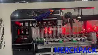High speeed 9 cavities automatic PET bottle blowing machine testing with 7gram preform, 550ml