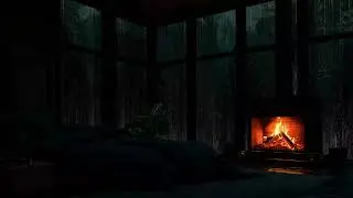 Relaxing Rain & Warm Fireplace Ambience for Deep Sleep and Stress Relief