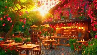Fresh Spring Morning Atmosphere at Bookstore Cafe Ambience🌺Sweet March Jazz Music for Begin the day