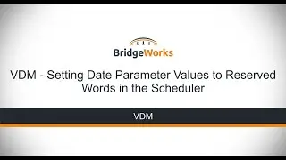 VDM - Setting Date Parameter Value to Reserved Word for Scheduler