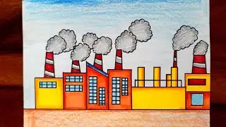 Air pollution drawing easy method | Factory Drawing | Stop Pollution